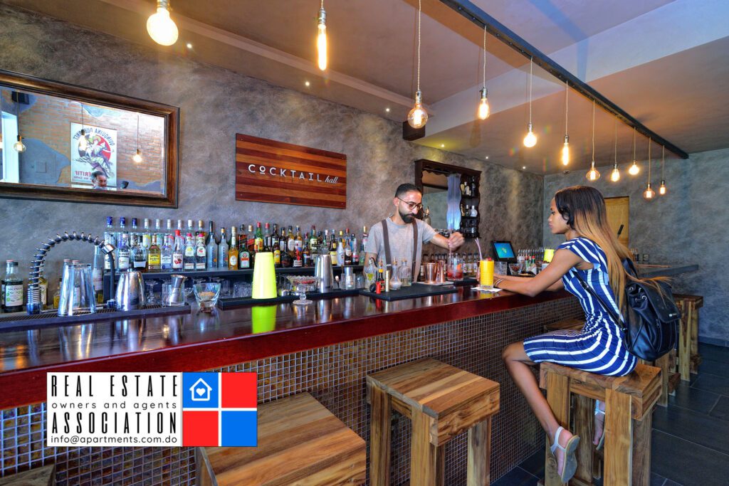 Dominican Ocean Front condo bar with model